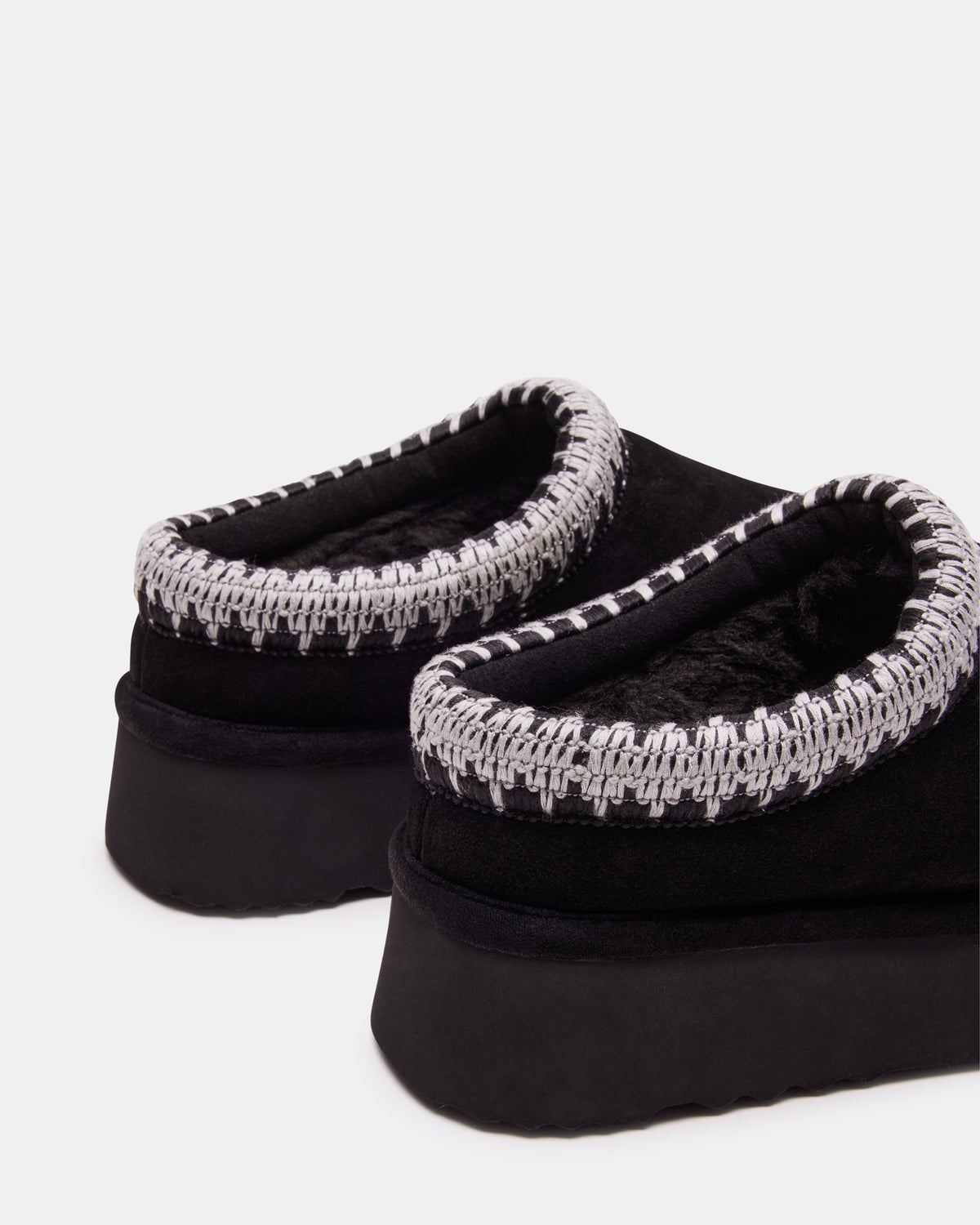 SELENA Black Suede Women's Natural Slip-On Mule Flat - Steve Madden