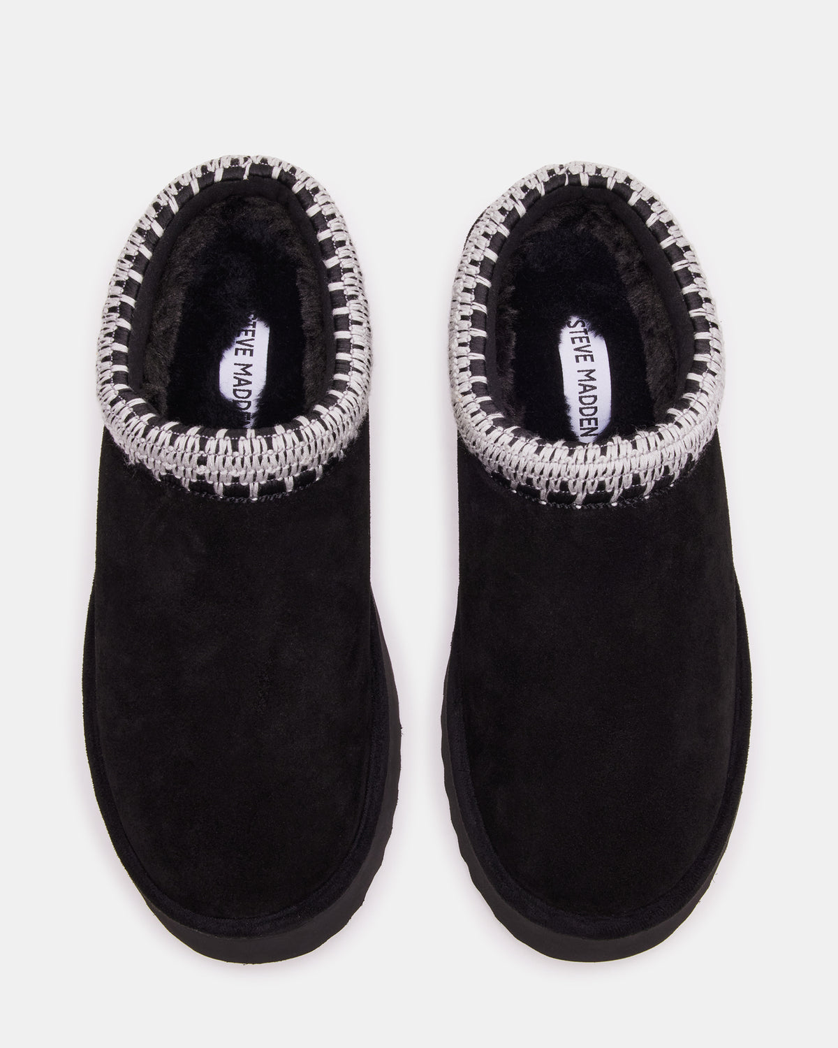 SELENA Black Suede Women's Natural Slip-On Mule Flat - Steve Madden