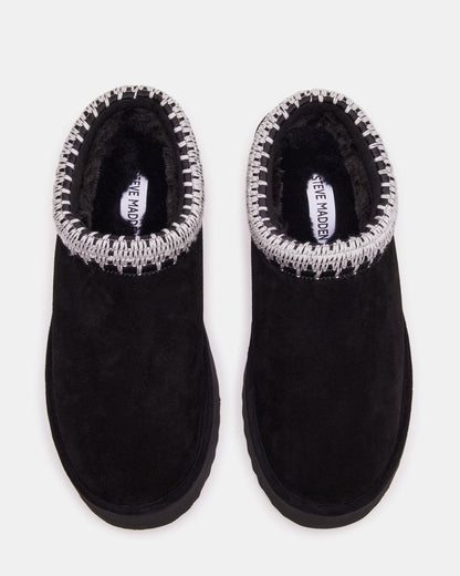 SELENA Black Suede Women's Natural Slip-On Mule Flat - Steve Madden