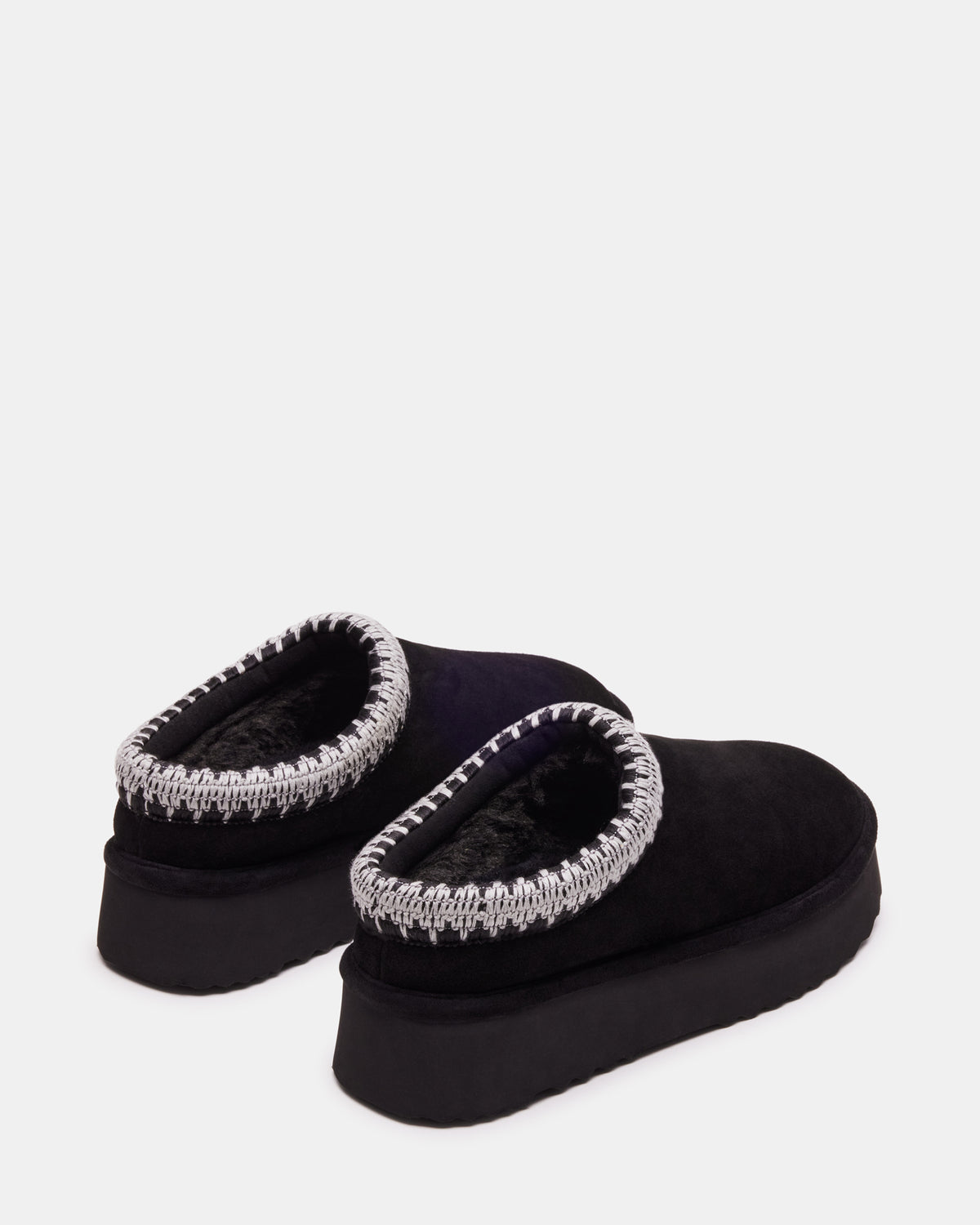 SELENA Black Suede Women's Natural Slip-On Mule Flat - Steve Madden