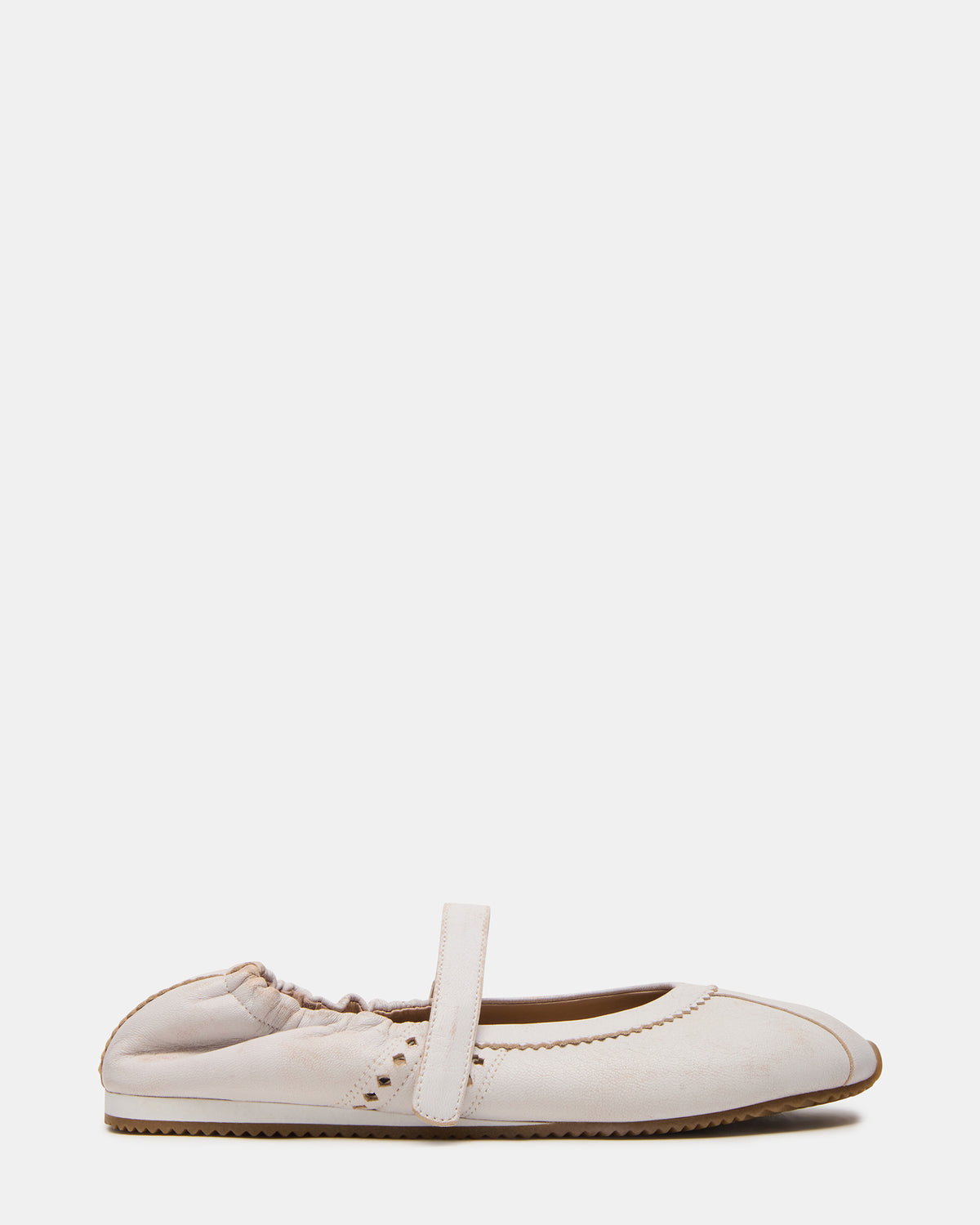 ANAYA White Distressed Mary Jane Ballet Women's Flat - Steve Madden