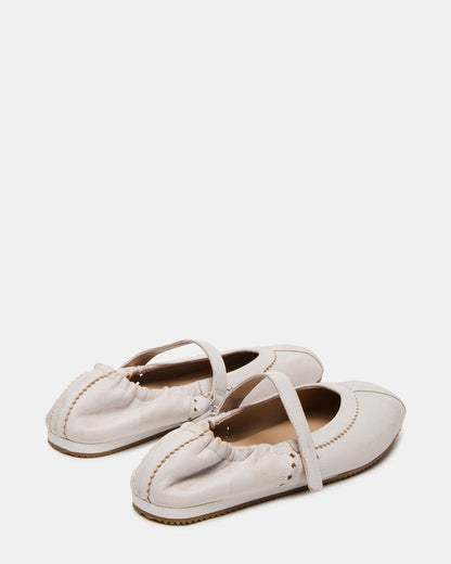 ANAYA White Distressed Mary Jane Ballet Women's Flat - Steve Madden