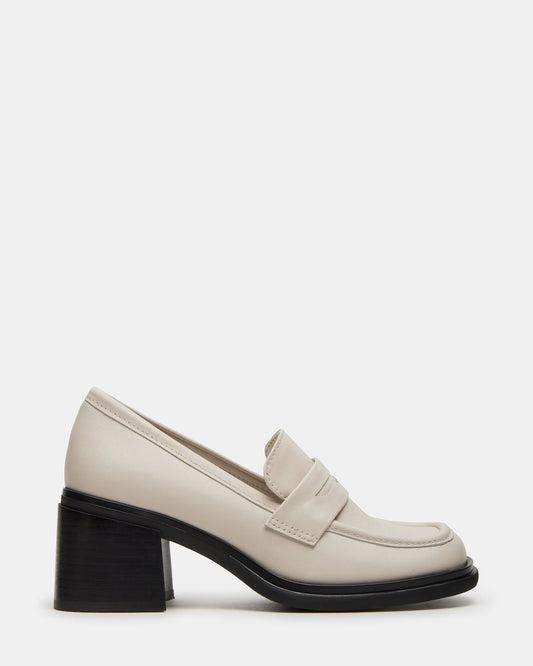 BAXTER Bone Leather Women's Block Heel Loafer - Steve Madden