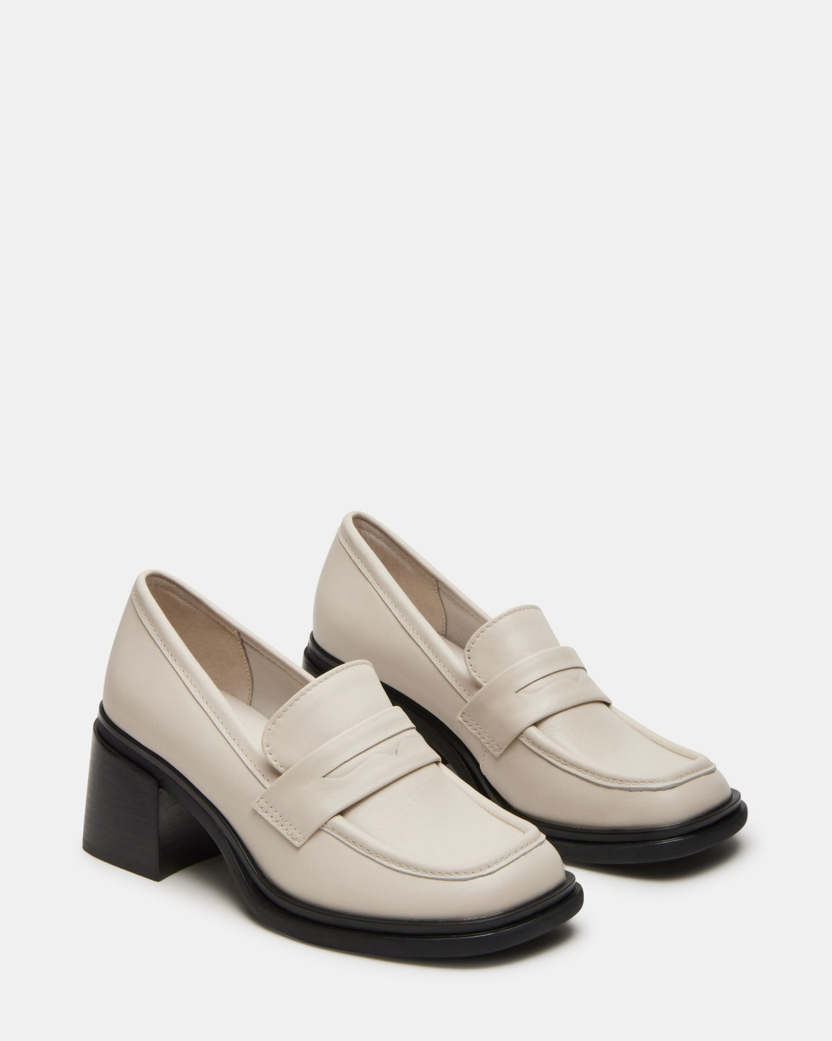 BAXTER Bone Leather Women's Block Heel Loafer - Steve Madden
