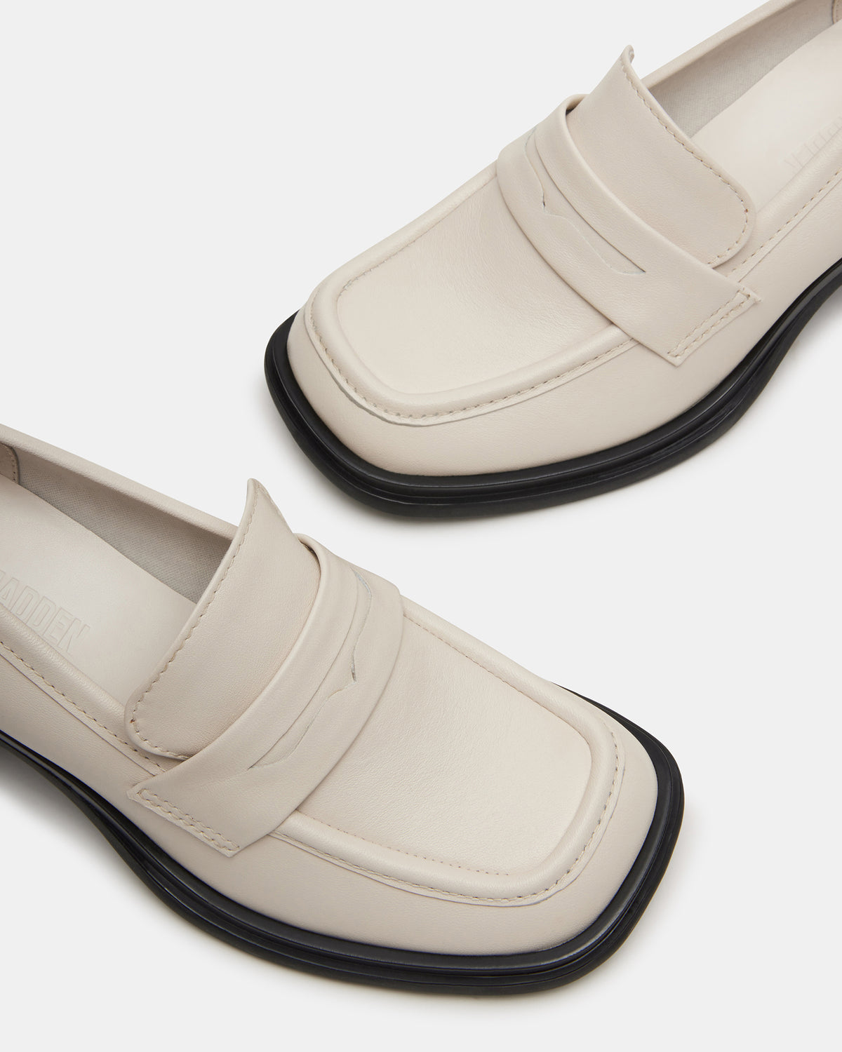 BAXTER Bone Leather Women's Block Heel Loafer - Steve Madden