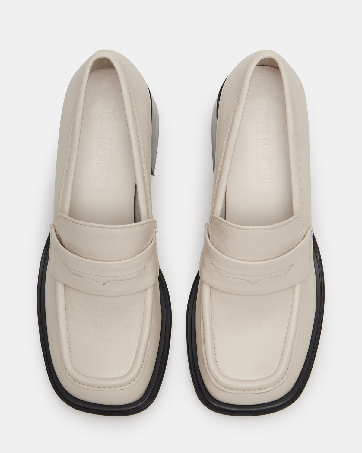 BAXTER Bone Leather Women's Block Heel Loafer - Steve Madden
