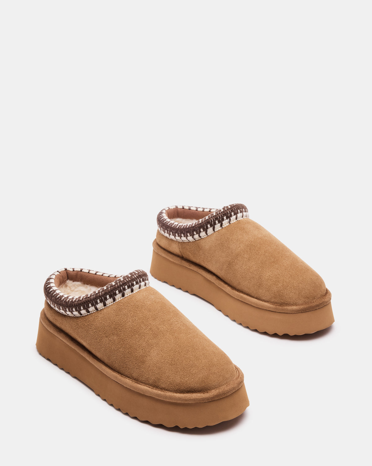 SELENA Chestnut Suede Women's Natural Slip-On Mule Flat - Steve Madden