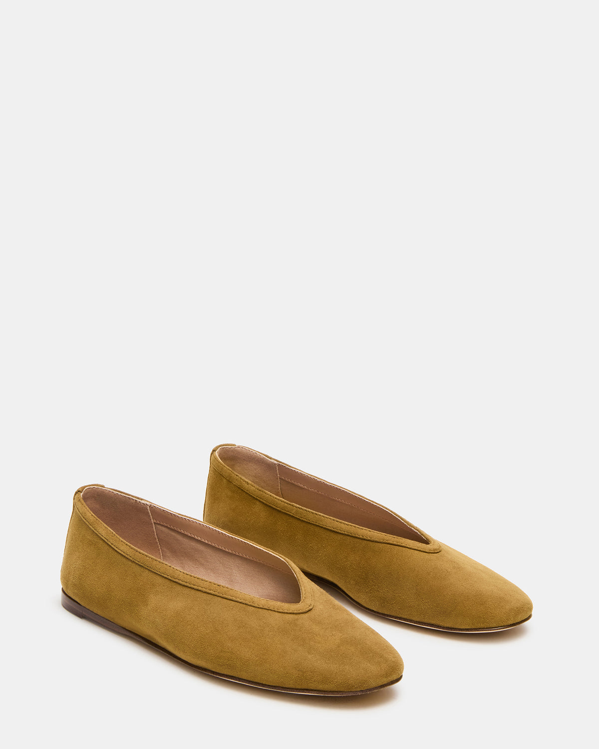 LENI Mustard Suede Square-Toe Ballet Women's Flat - Steve Madden