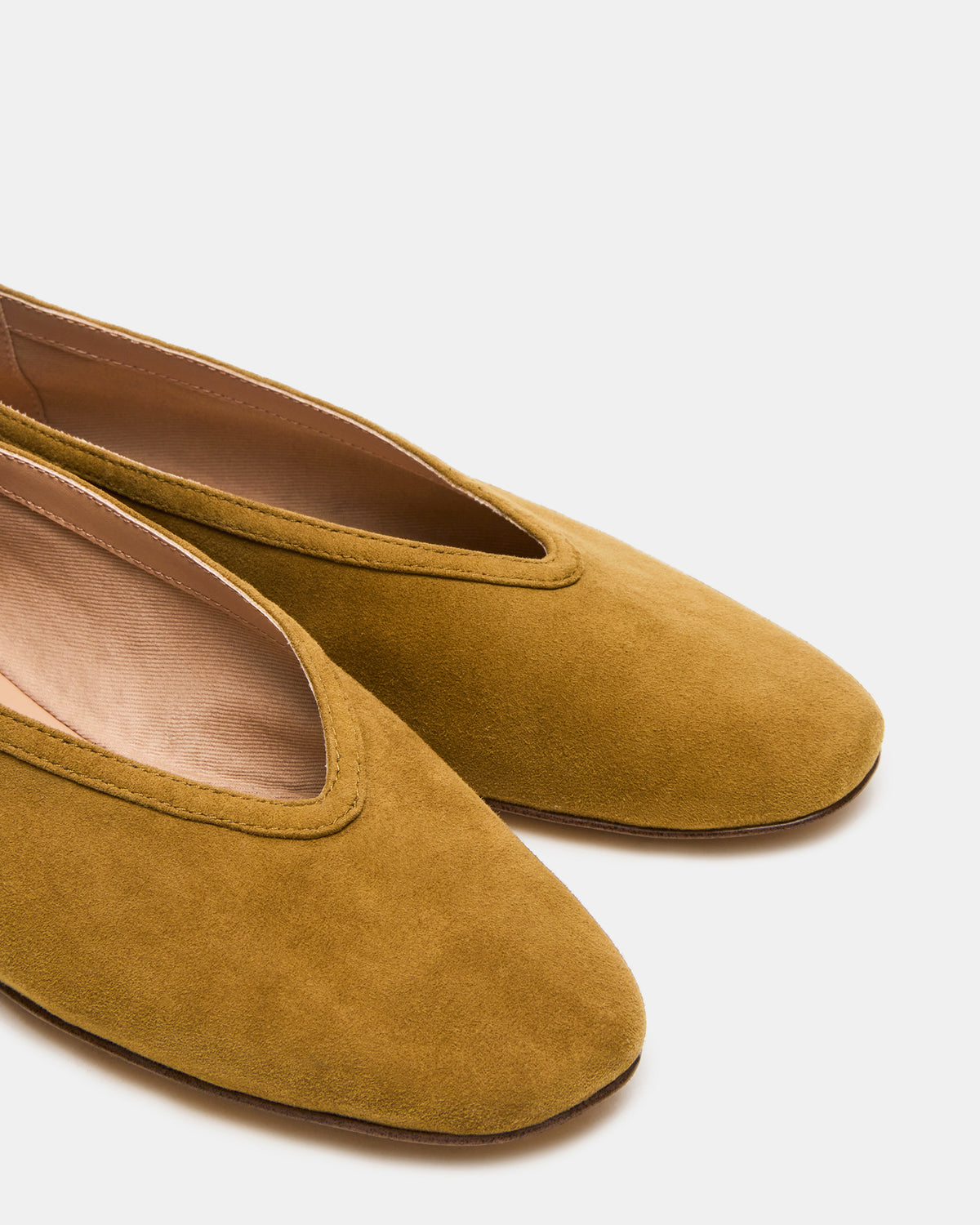 LENI Mustard Suede Square-Toe Ballet Women's Flat - Steve Madden