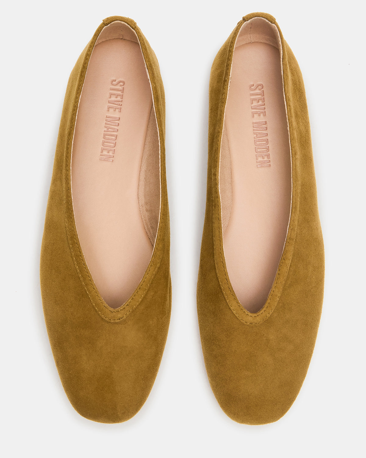 LENI Mustard Suede Square-Toe Ballet Women's Flat - Steve Madden