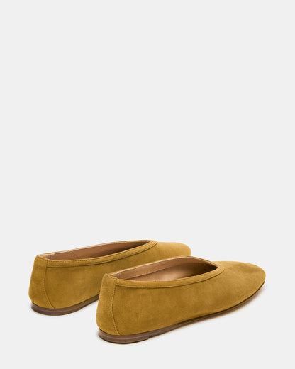 LENI Mustard Suede Square-Toe Ballet Women's Flat - Steve Madden