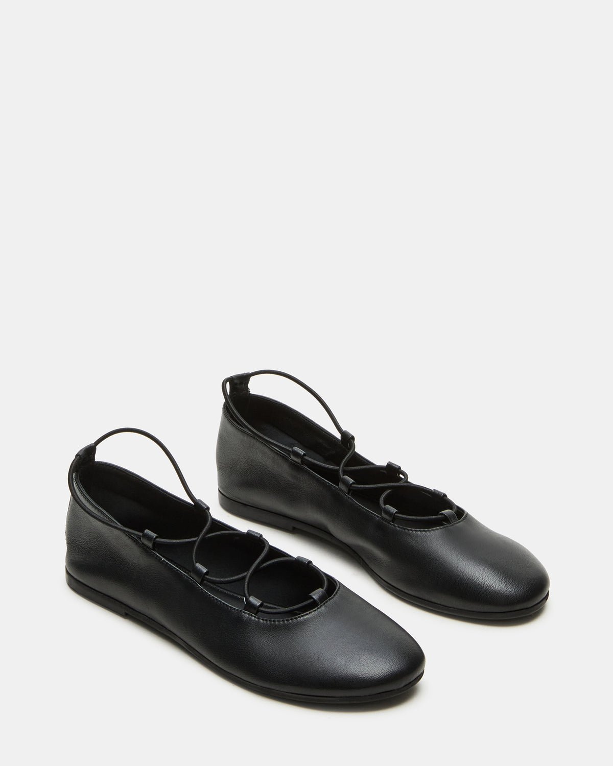 BOMBSHELL Black Leather Ballet Women's Flat - Steve Madden