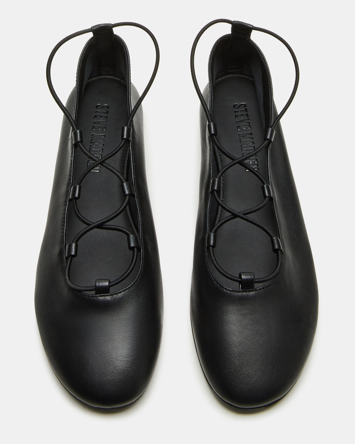BOMBSHELL Black Leather Ballet Women's Flat - Steve Madden