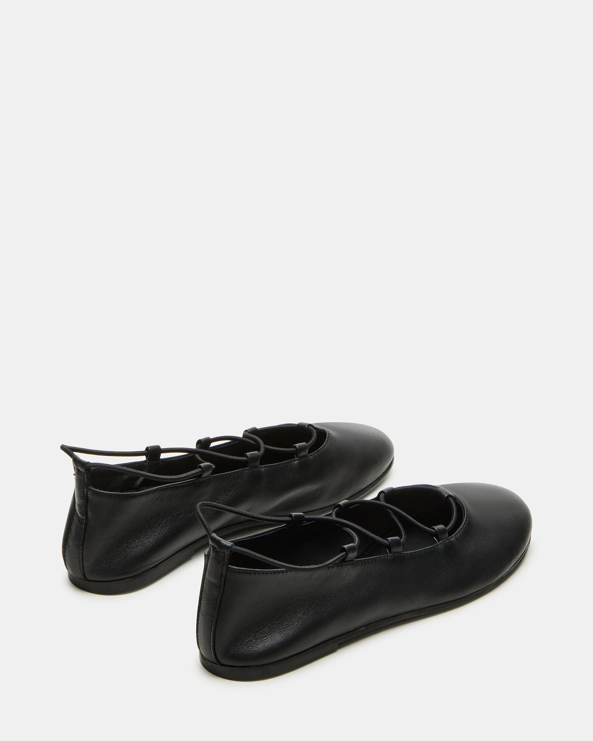 BOMBSHELL Black Leather Ballet Women's Flat - Steve Madden