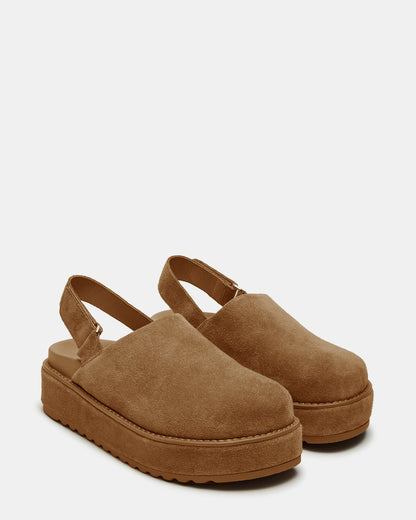 MELLOW Cognac Suede Women's Slingback Platform Clog - Steve Madden