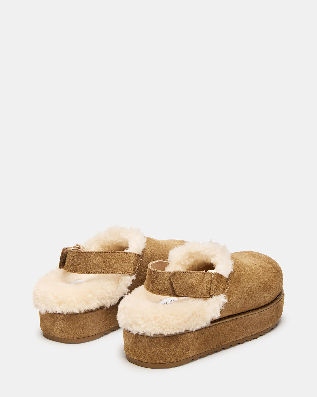 MELLOW Faux Fur Cognac Suede Women's Slingback Platform Clog - Steve Madden