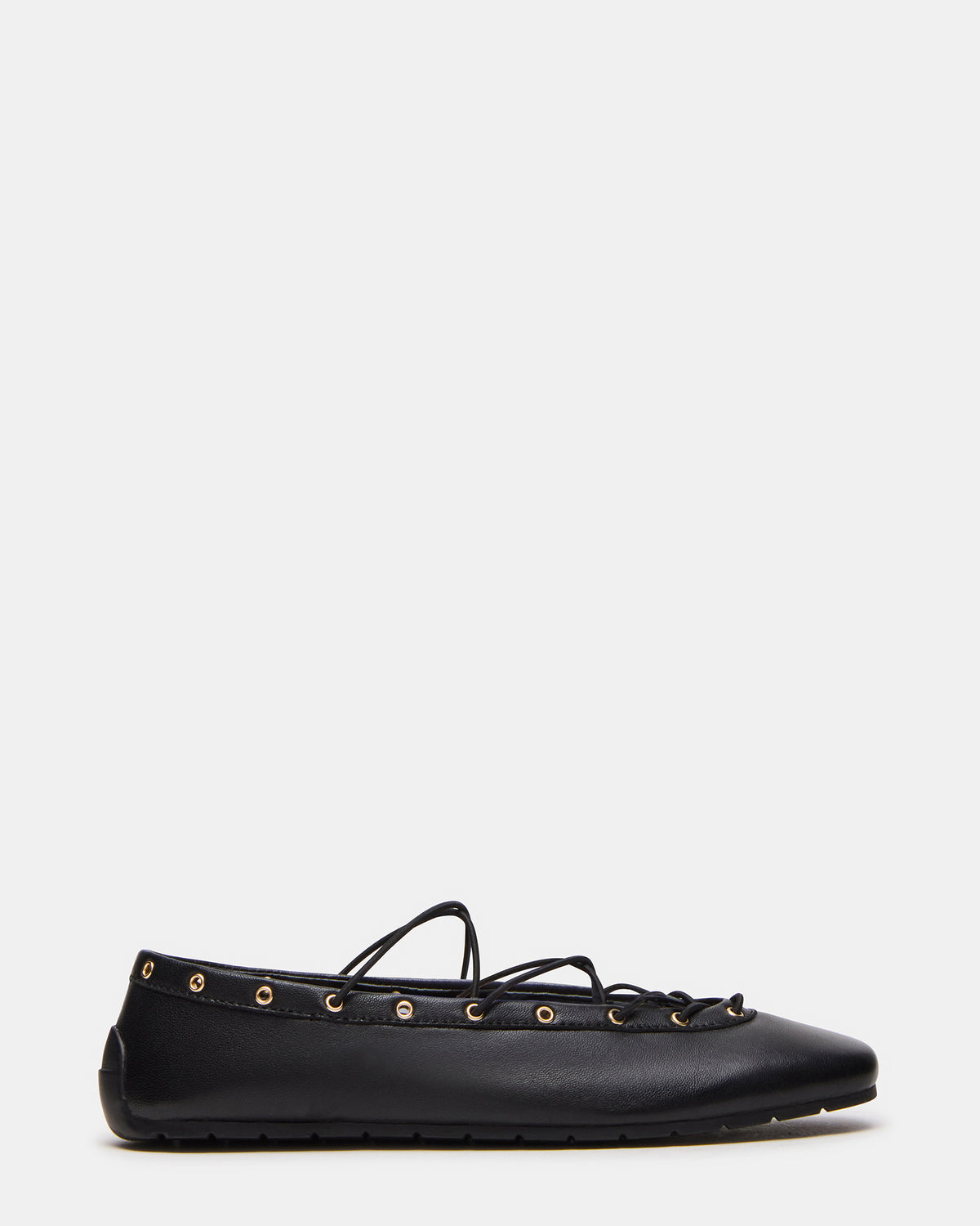 POINTE Black Leather Women's Ballet Square-Toe Flat - Steve Madden
