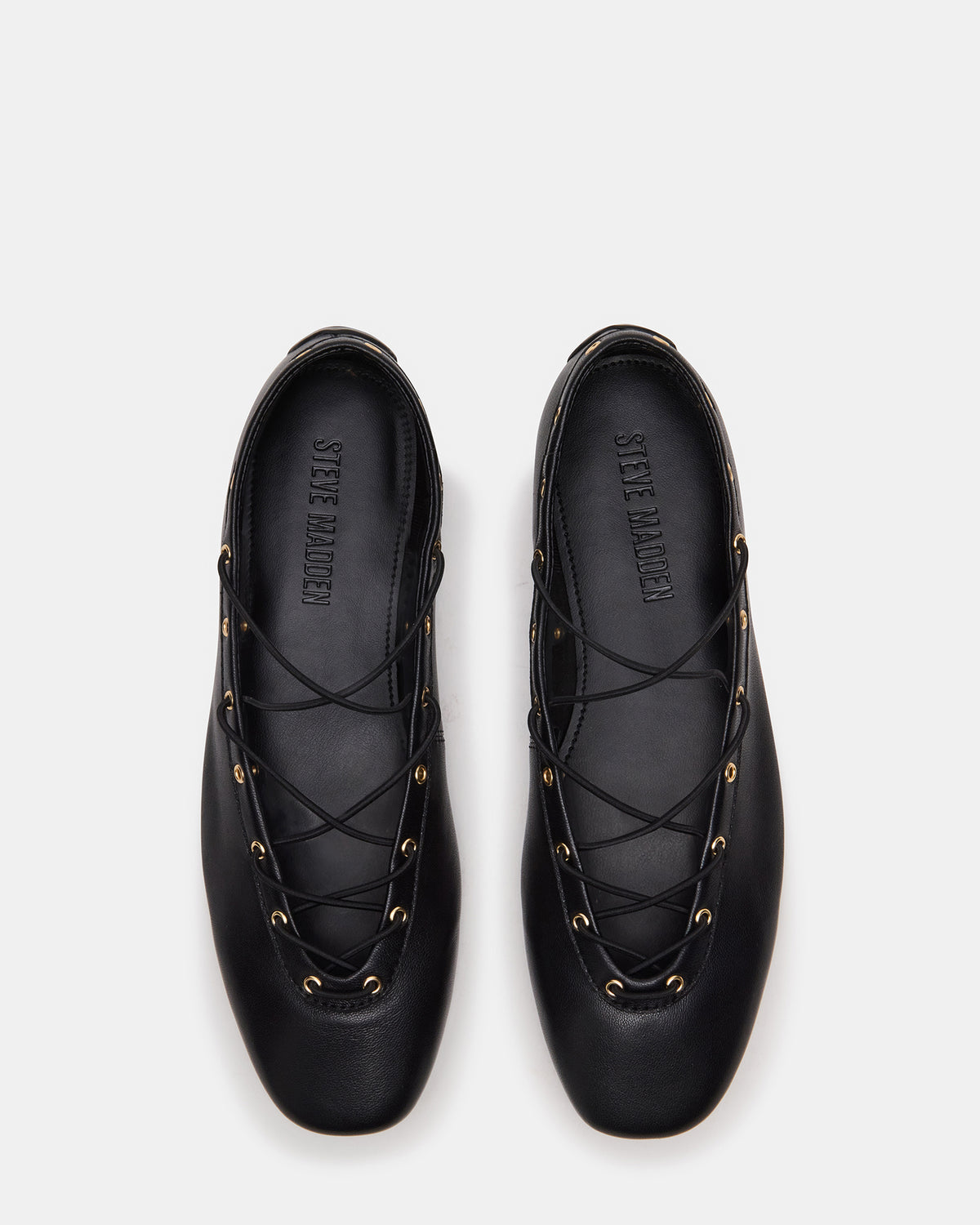 POINTE Black Leather Women's Ballet Square-Toe Flat - Steve Madden