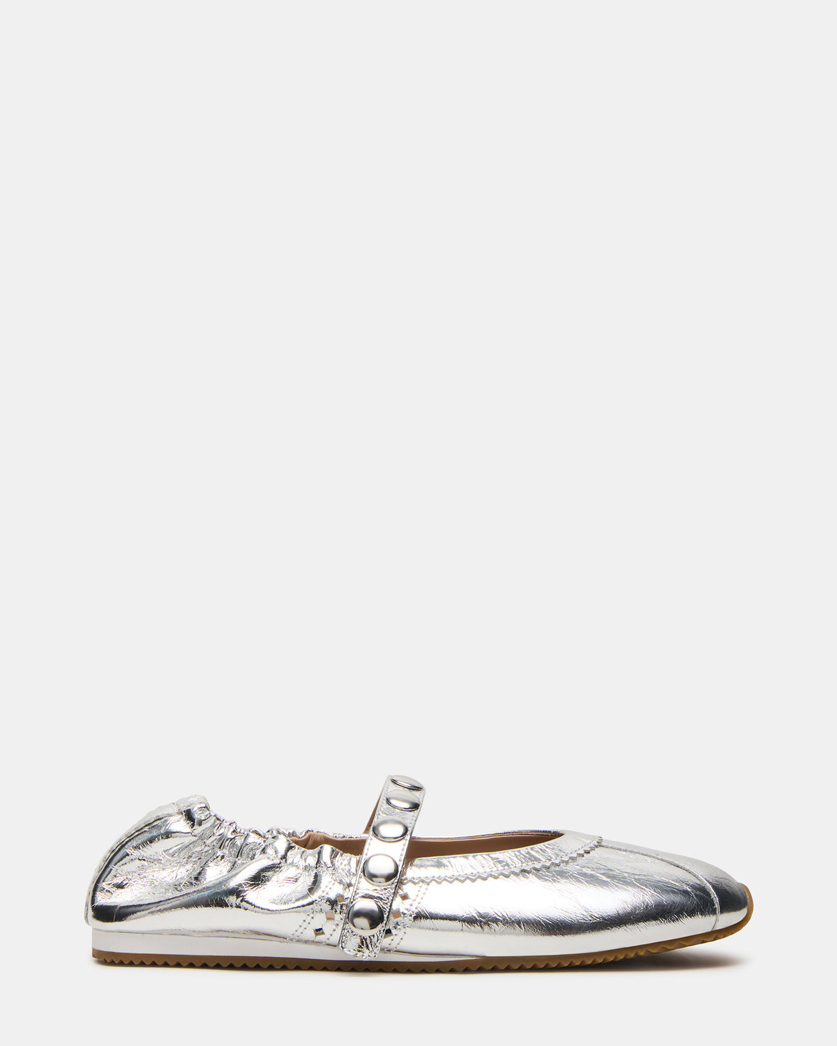 ANAYA Silver Leather Studs Mary Jane Ballet Women's Flat - Steve Madden