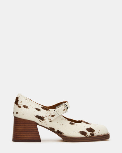 LISBON Brown Cow Print Square-Toe Mary Jane Women's Loafer - Steve Madden