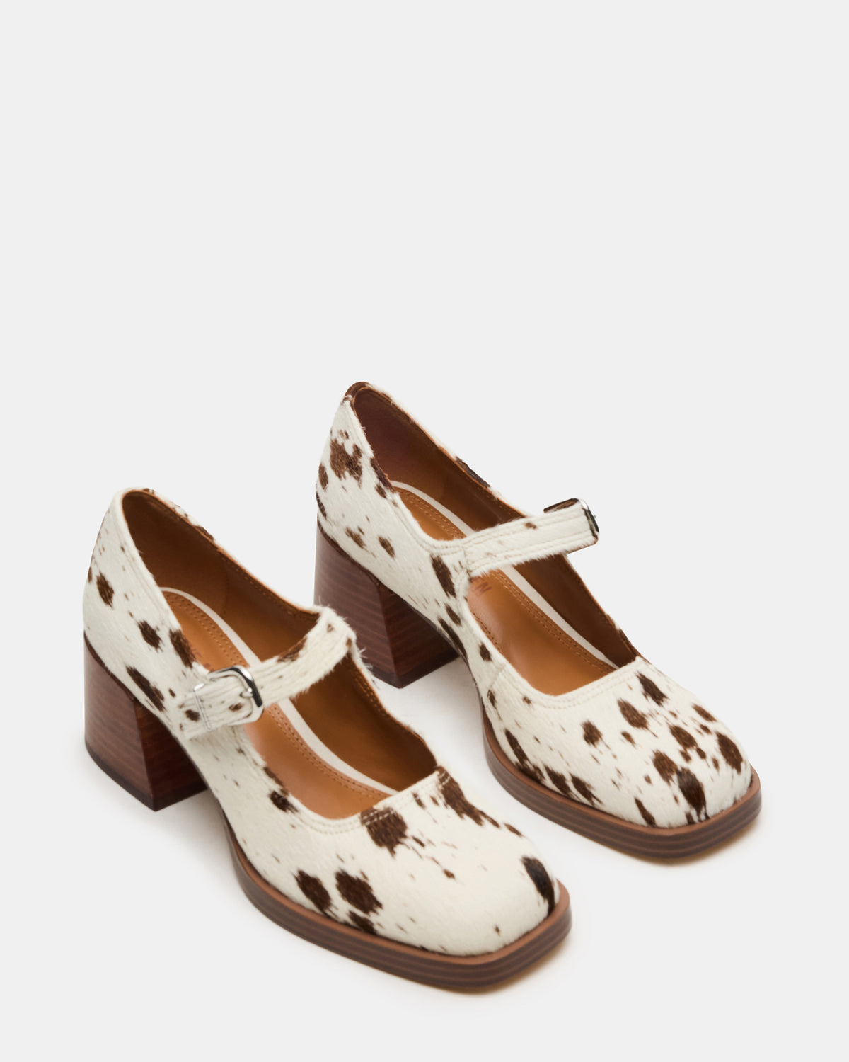 LISBON Brown Cow Print Square-Toe Mary Jane Women's Loafer - Steve Madden