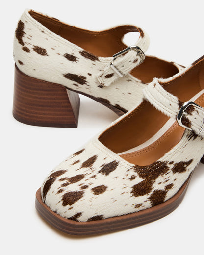 LISBON Brown Cow Print Square-Toe Mary Jane Women's Loafer - Steve Madden