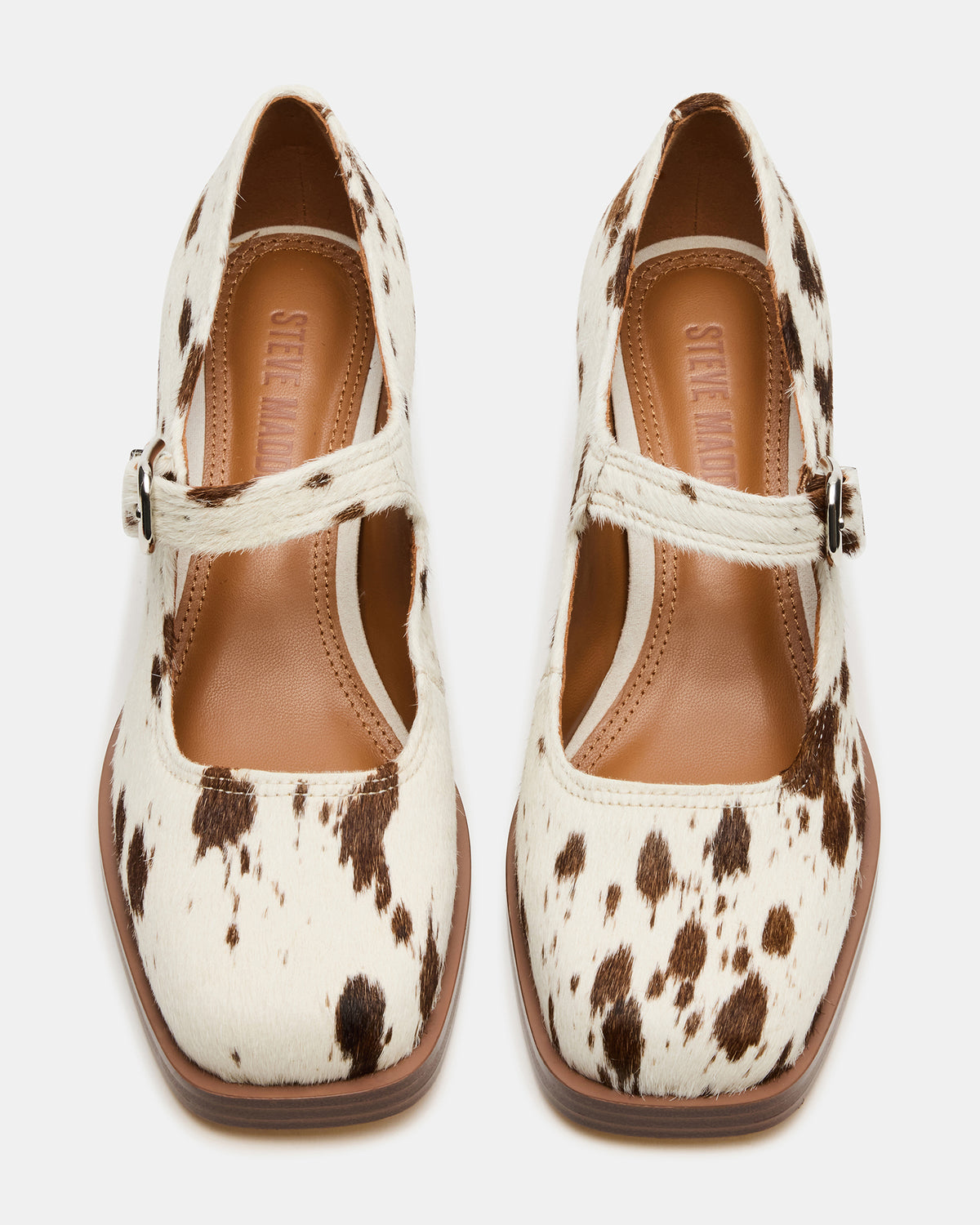 LISBON Brown Cow Print Square-Toe Mary Jane Women's Loafer - Steve Madden