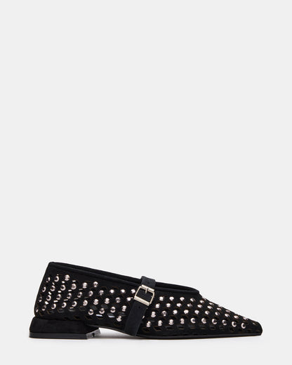 NICO Black Suede Women's Pointed-Toe Mary Jane Flat - Steve Madden