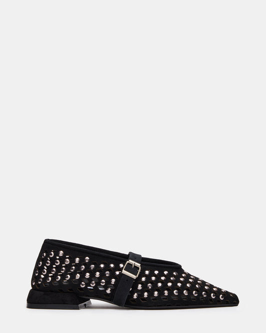 NICO Black Suede Women's Pointed-Toe Mary Jane Flat - Steve Madden