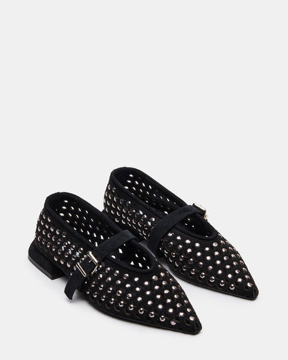 NICO Black Suede Women's Pointed-Toe Mary Jane Flat - Steve Madden