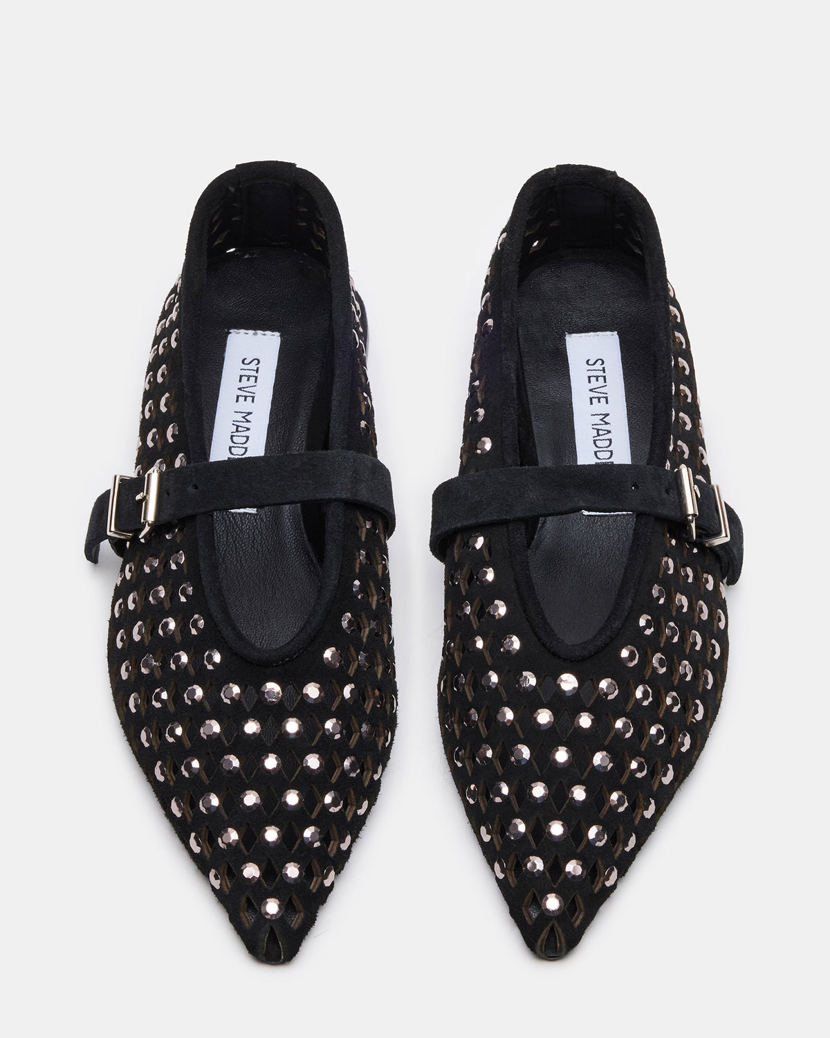 NICO Black Suede Women's Pointed-Toe Mary Jane Flat - Steve Madden