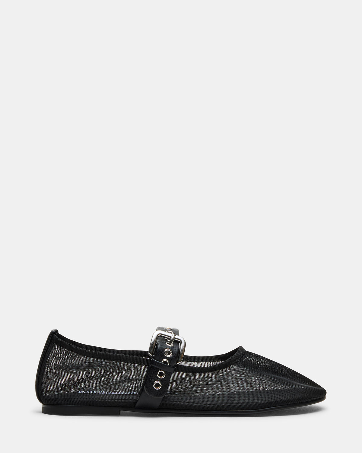 MITSY Black/Black Mary Jane Mesh Ballet Women's Flat - Steve Madden