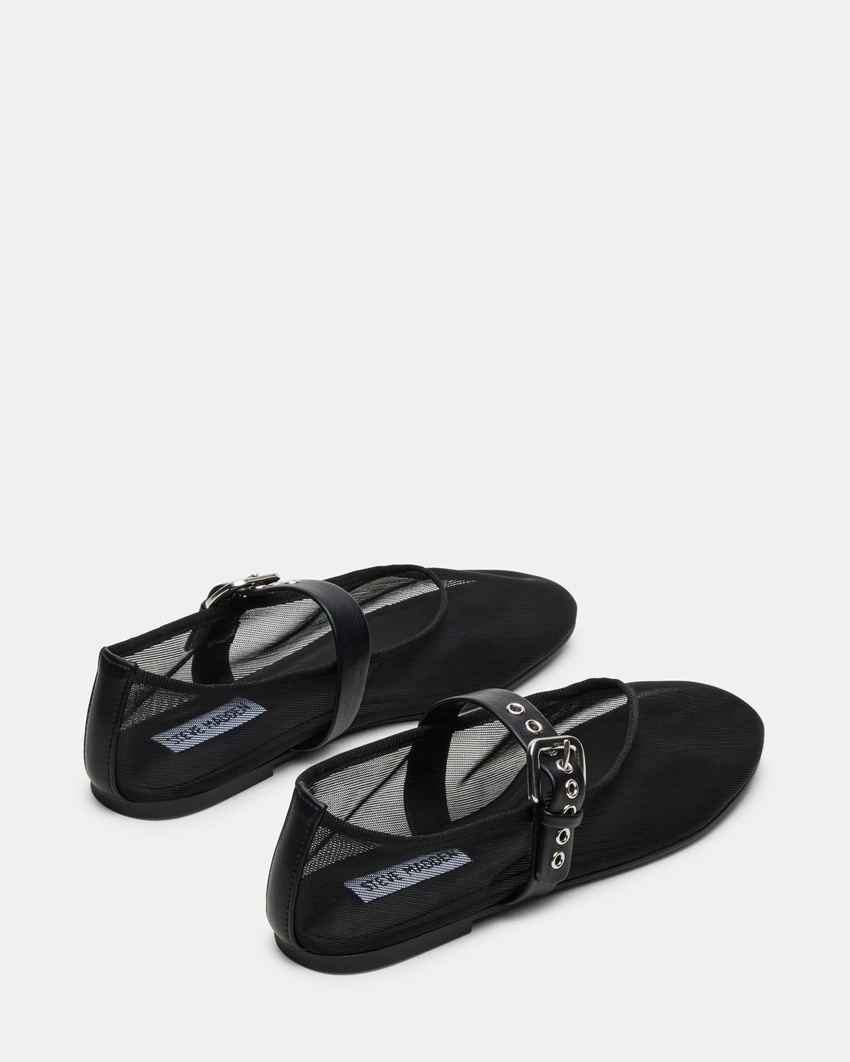 MITSY Black/Black Mary Jane Mesh Ballet Women's Flat - Steve Madden