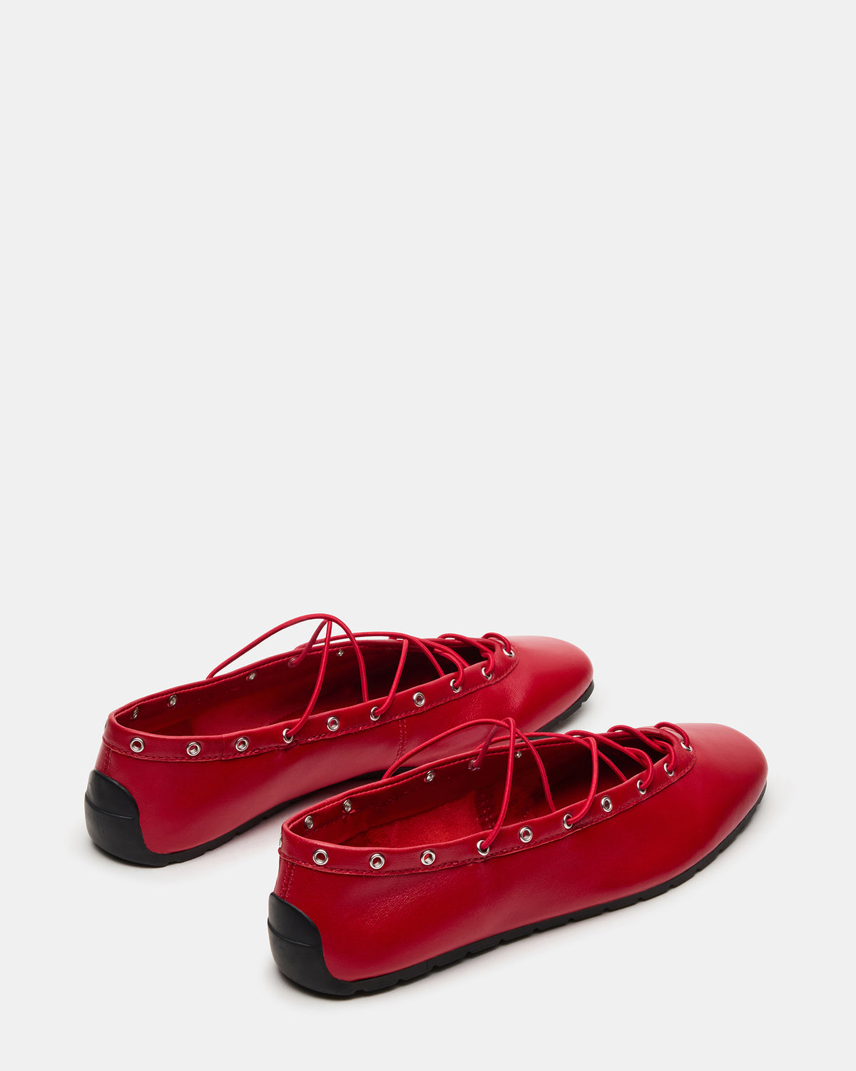 POINTE Red Leather Women's Ballet Square-Toe Flat - Steve Madden