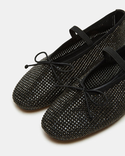 DELARA Rhinestones Black Multi Mary Jane Ballet Women's Flat - Steve Madden