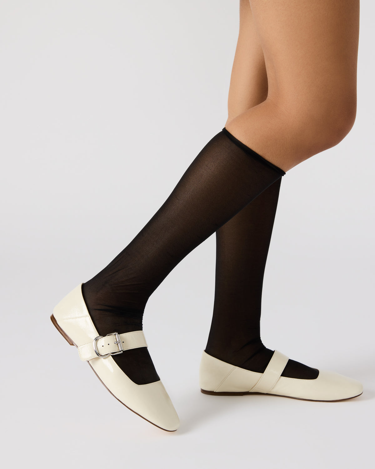 JENNI Bone Leather Women's Square-Toe Mary Jane Ballet Flat - Steve Madden