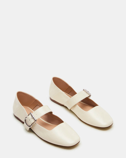 JENNI Bone Leather Women's Square-Toe Mary Jane Ballet Flat - Steve Madden