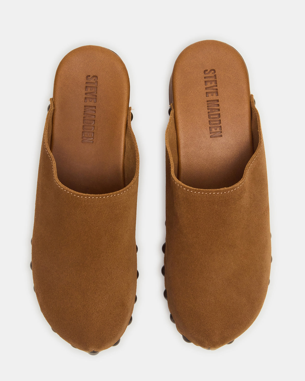 DANVER Chestnut Suede Studded Slip-On Mule Clog Women's Flat - Steve Madden