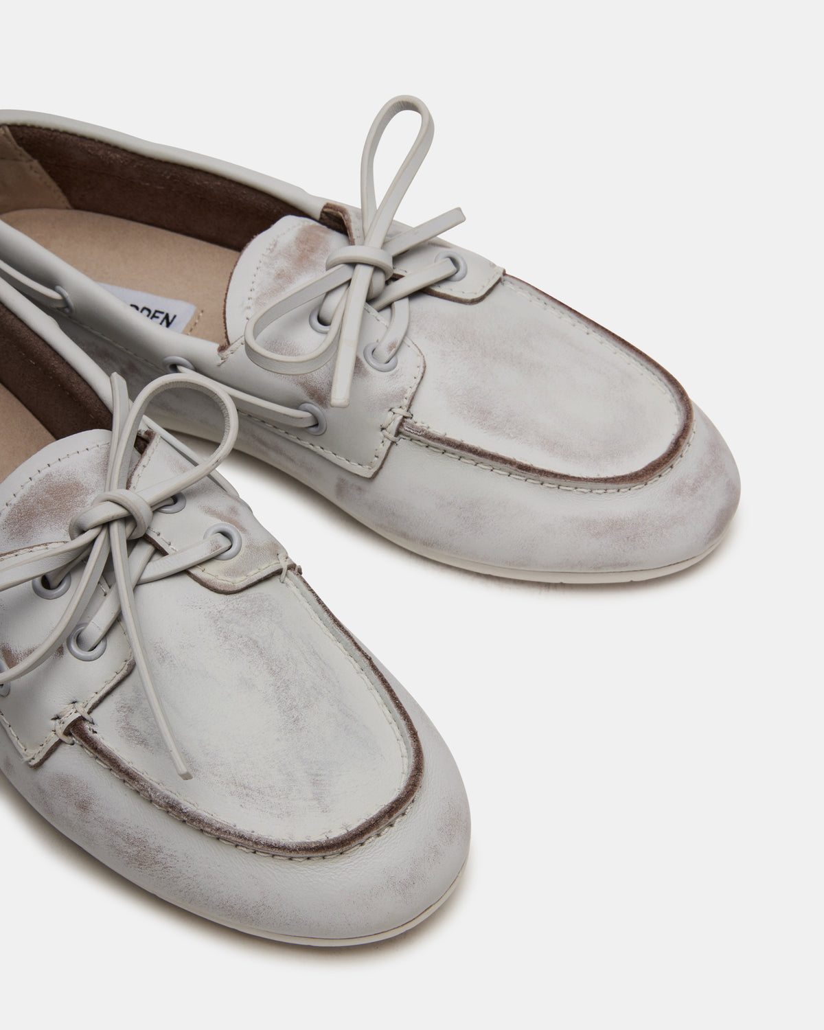 SAG White Leather Women's Boat Shoe - Steve Madden