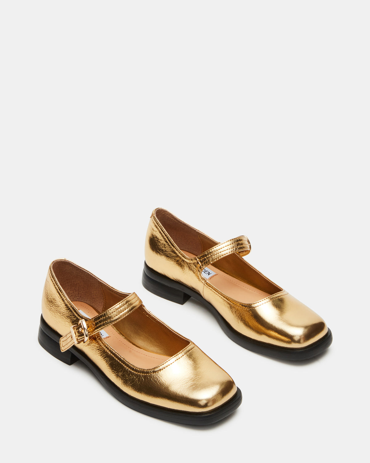 DELANCY Gold Leather Women's Mary Jane Flats - Steve Madden