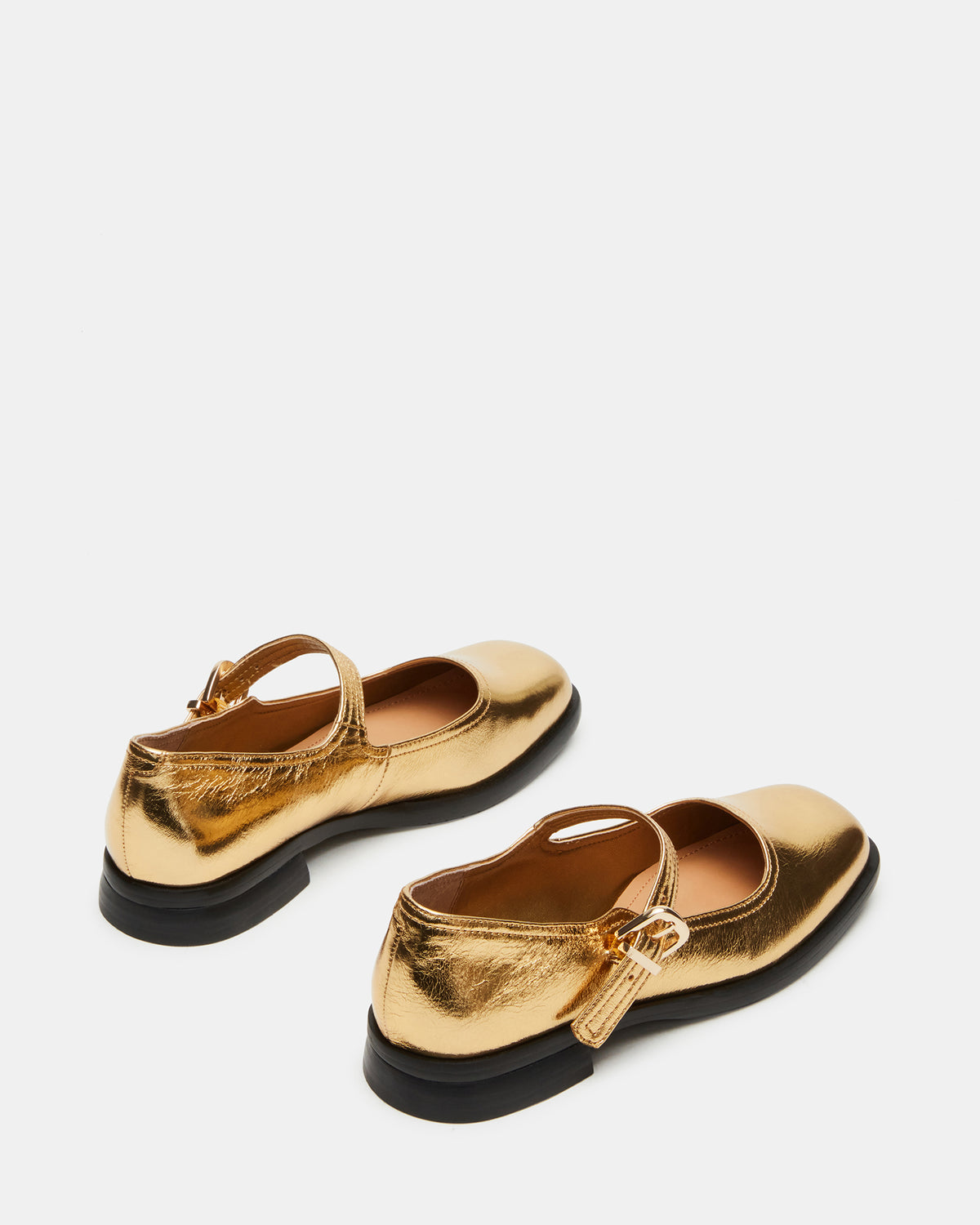 DELANCY Gold Leather Women's Mary Jane Flats - Steve Madden