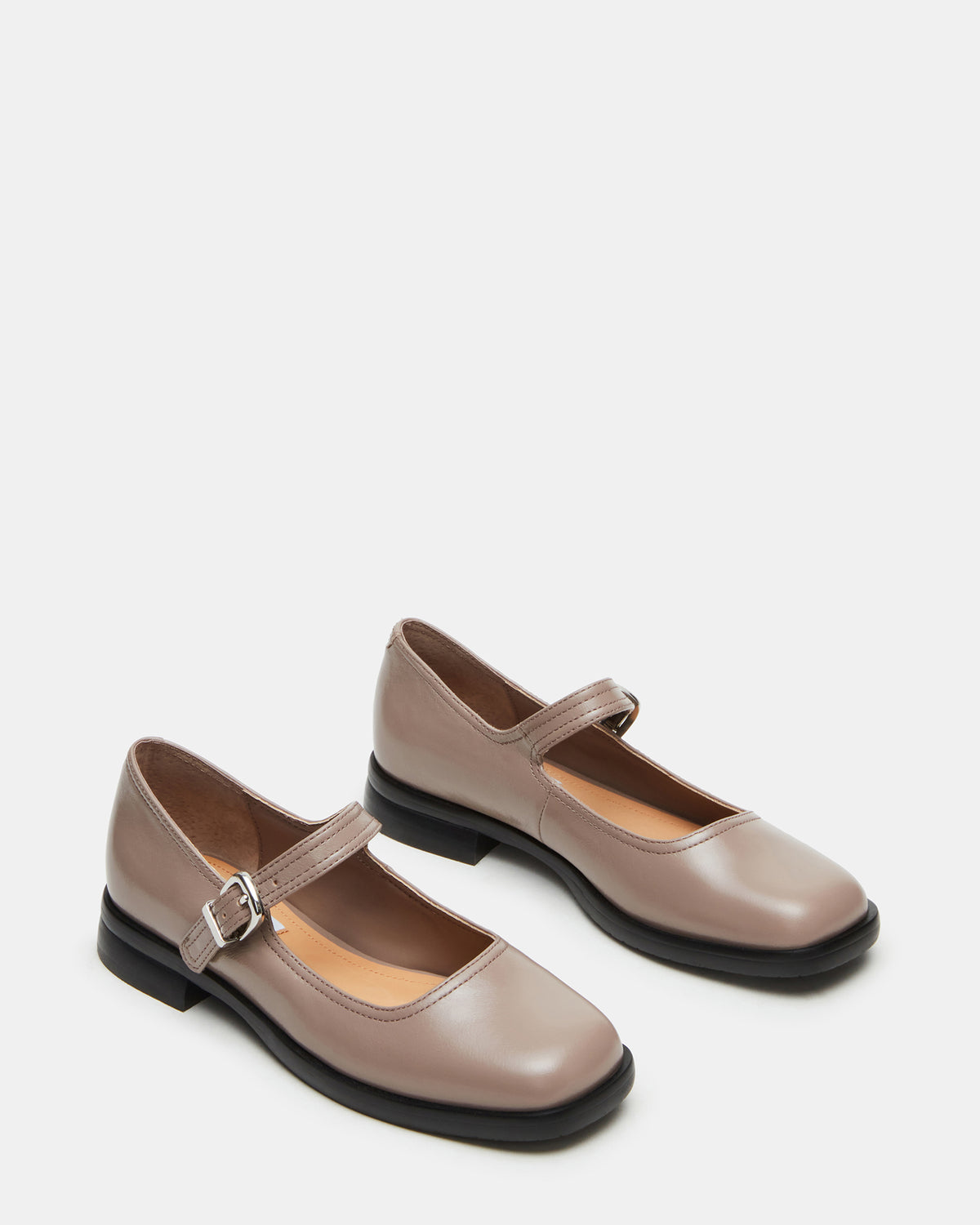 DELANCY Taupe Leather Women's Mary Jane Flats - Steve Madden