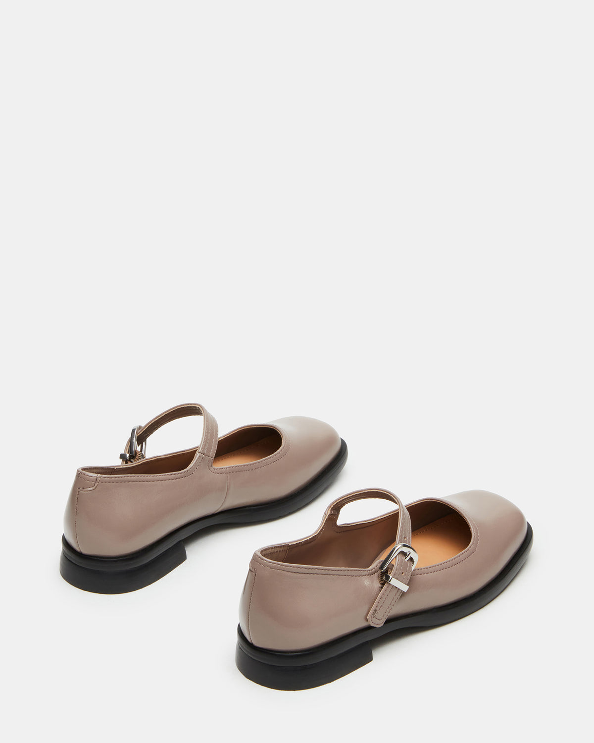 DELANCY Taupe Leather Women's Mary Jane Flats - Steve Madden