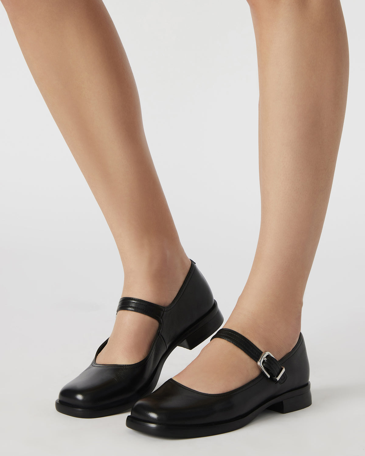 DELANCY Taupe Leather Women's Mary Jane Flats - Steve Madden
