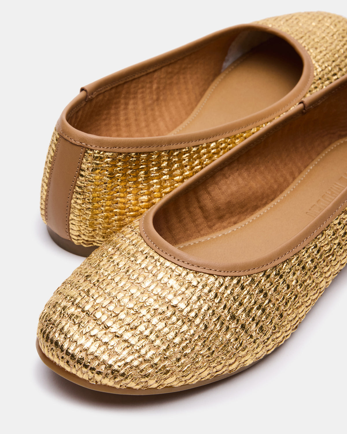 MERLOT Gold Raffia Ballet Women's Flat - Steve Madden