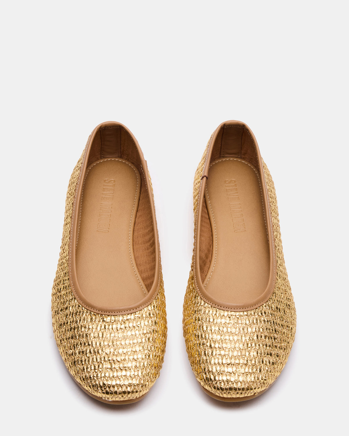 MERLOT Gold Raffia Ballet Women's Flat - Steve Madden