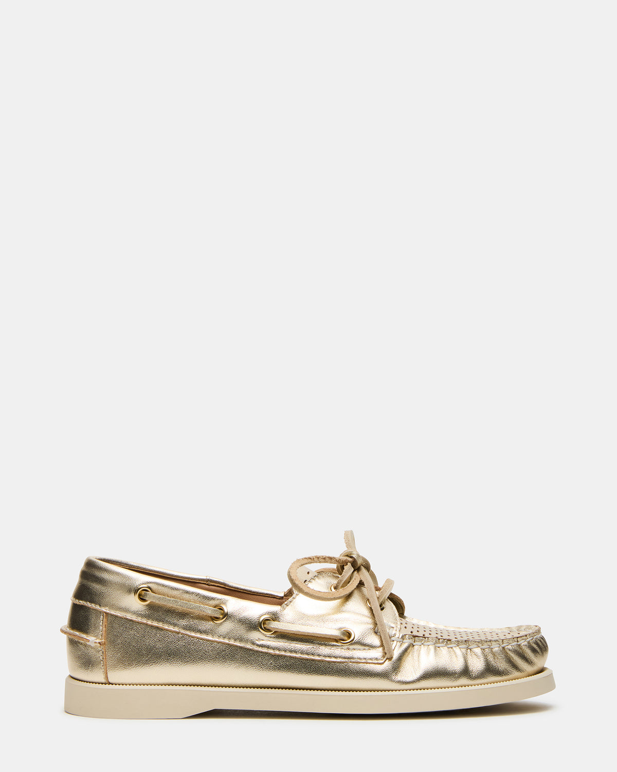 SAIL Gold Leather Flat Loafer | Women's Loafers - Steve Madden