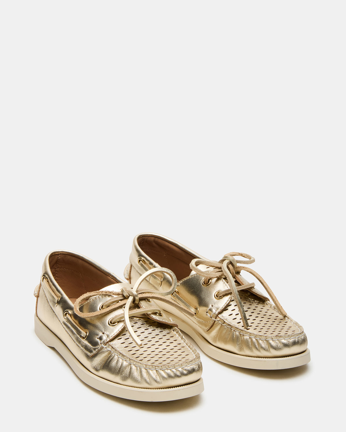 SAIL Gold Leather Flat Loafer | Women's Loafers - Steve Madden