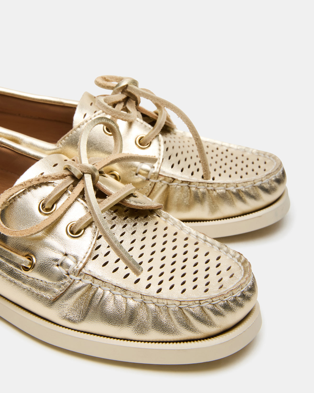 SAIL Gold Leather Flat Loafer | Women's Loafers - Steve Madden