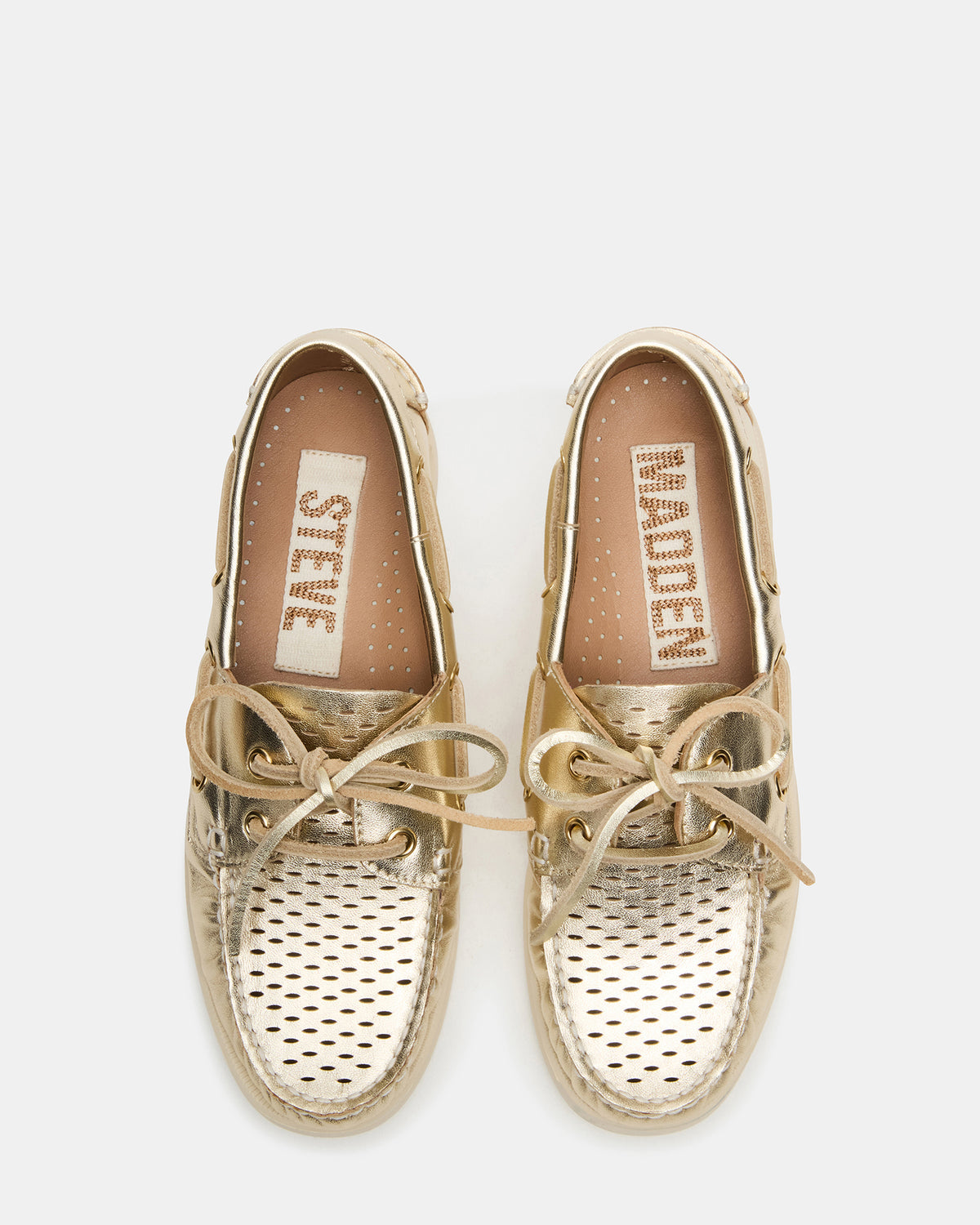 SAIL Gold Leather Flat Loafer | Women's Loafers - Steve Madden